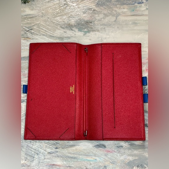 ✨HERMÈS Blue with Red Colourblocking Interior Espom Leather Agenda Cover 💙❤️ - Picture 10 of 13